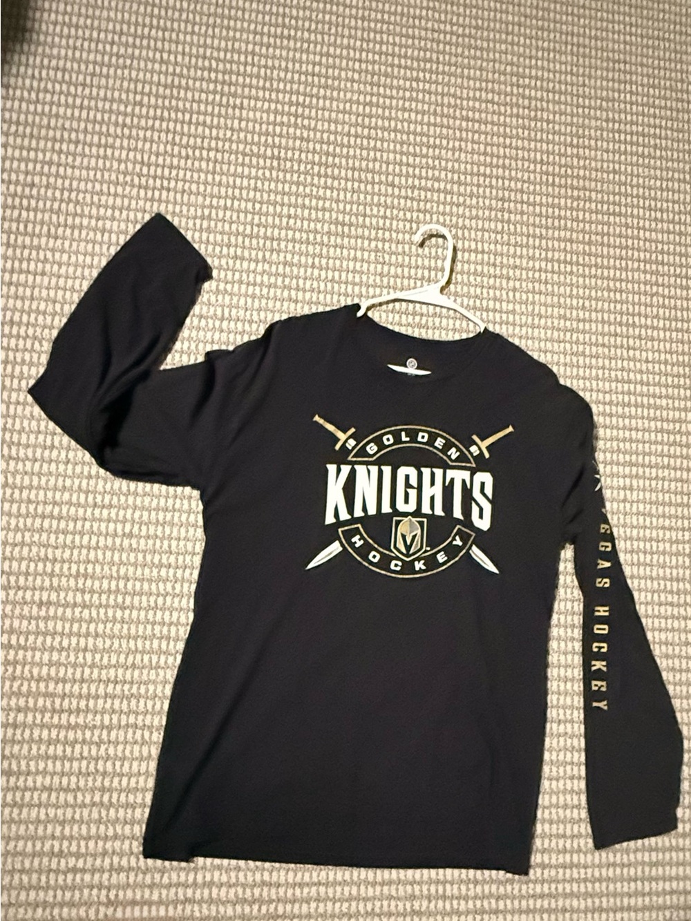 Fanatics Black Golden Knights Long Sleeve Tee with Gold Crest
